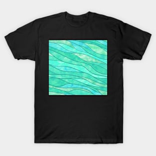 Green Waves Ocean Abstract T-Shirt